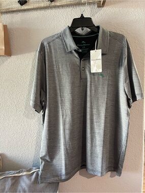 Tommy Bahama Gray Men's Polo with Subtle Logo